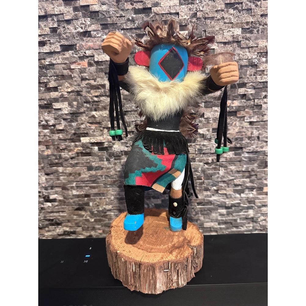 Navajo Chasing Star Kachina Doll Signed V Morgan Hand Crafted Wood Feather 12.5"